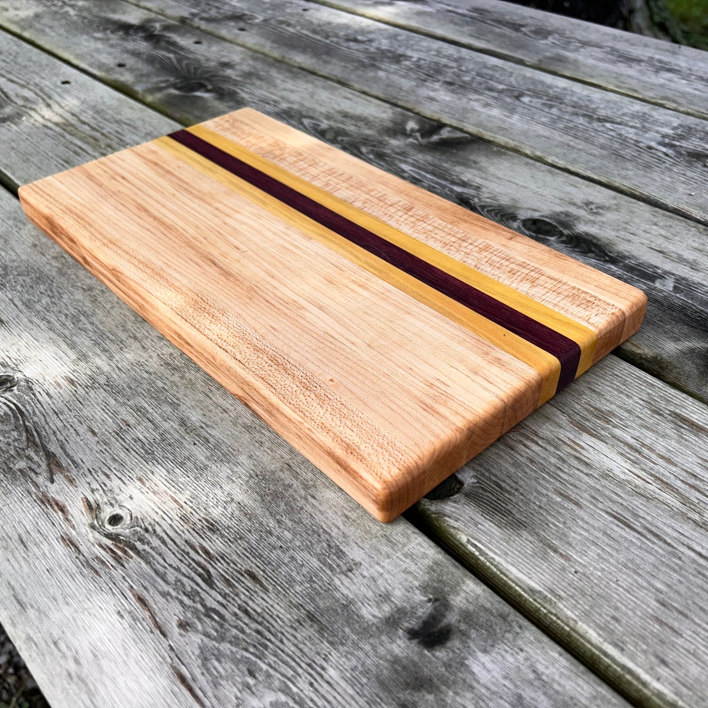 Maple, Yellow Heart & Purple Heart Cutting Board