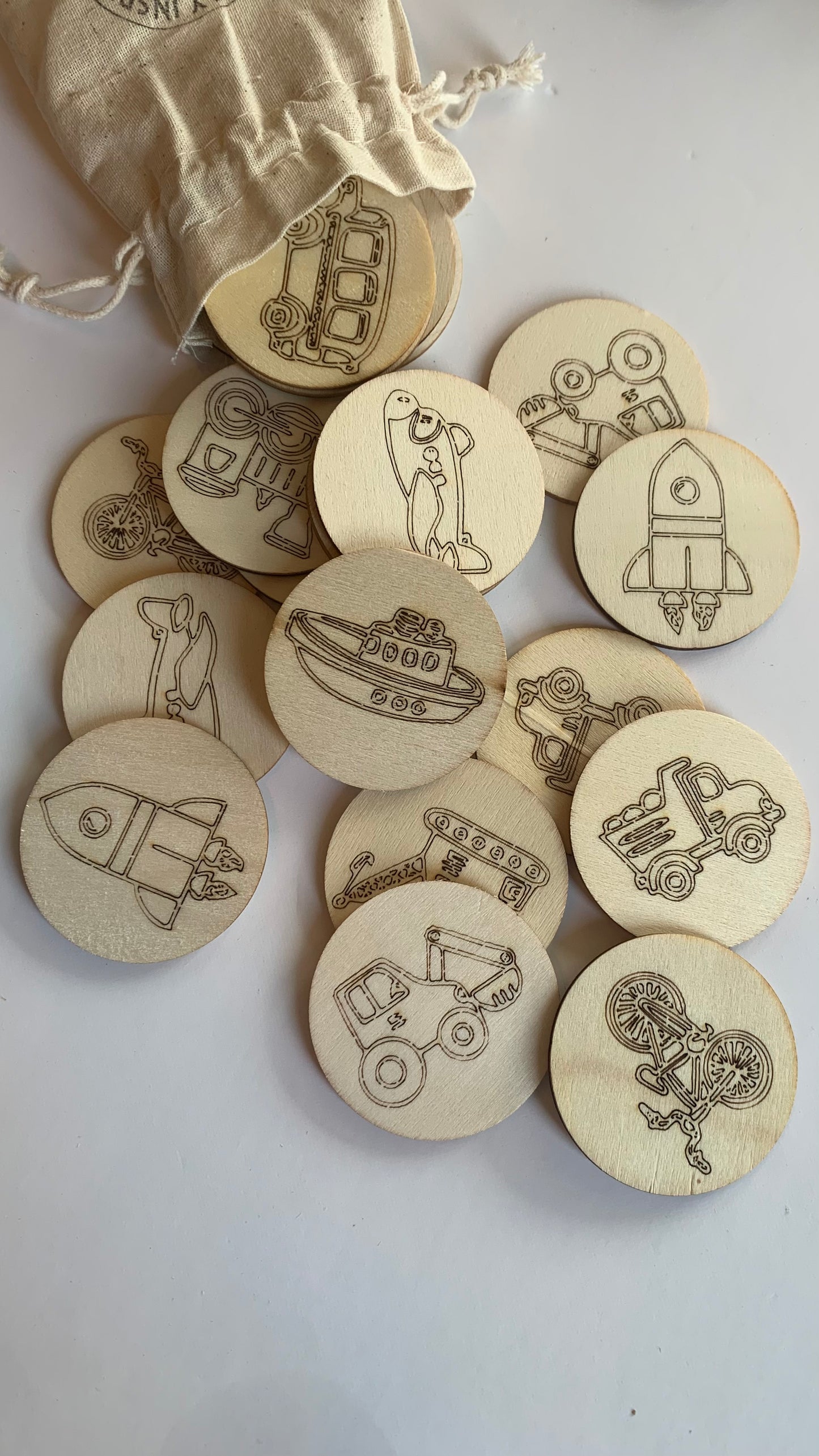 Wooden Match Making Game: Transportation Theme